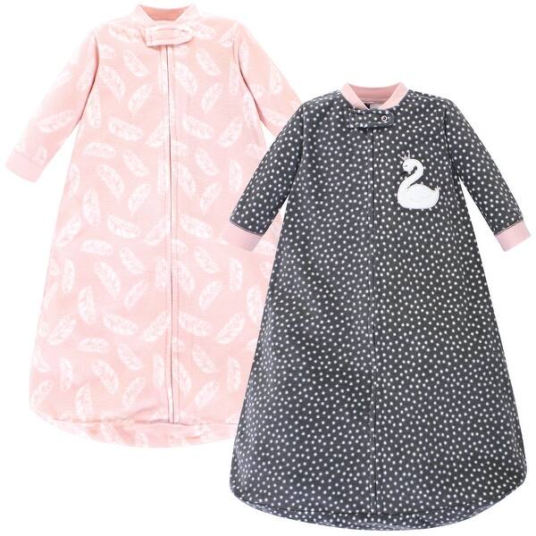 slide 1 of 1, Hudson Baby Infant Girl Long-Sleeve Fleece Sleeping Bag, Swan, 0-9 Months - Swan - 0-9 Months