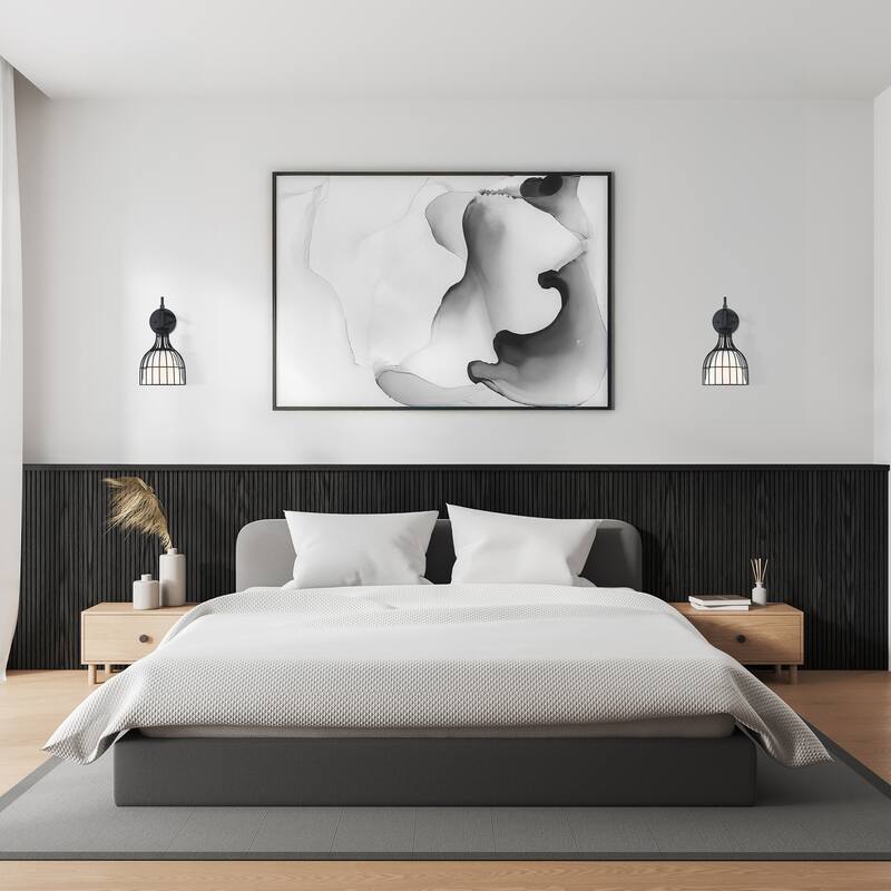 Evensong 8 in. 1-Light Matte Black Indoor Wall Sconce Light for Bathrooms - 15.5