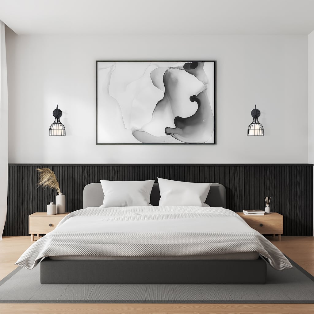 Evensong 8 in. 1-Light Matte Black Indoor Wall Sconce Light for Bathrooms - 15.5