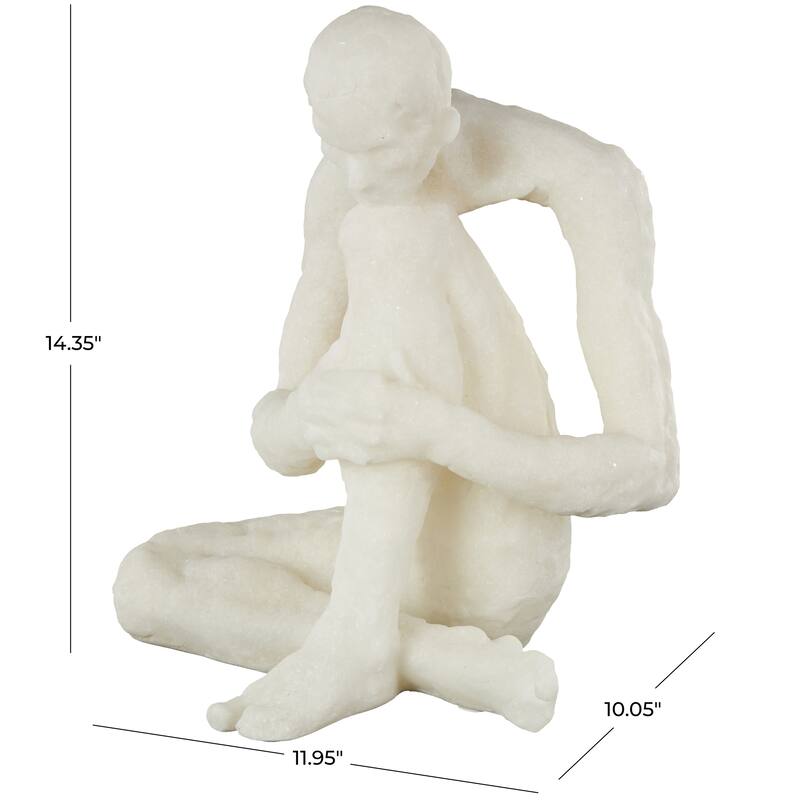 White Polystone Thinking People Decorative Sculpture with Shimmer