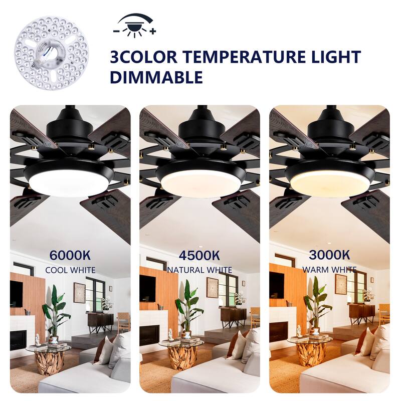 72" 8-Blade Ceiling Fan with Remote Control, Reversible Dimmable Fan Light, 6-Speed Quiet DC Motor