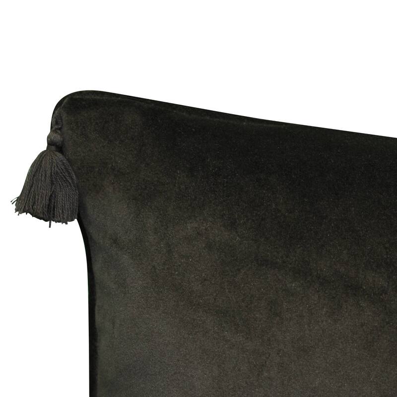 Edie At Home Striped Tassel Faux Linen and Velvet Lumbar Decorative Throw Pillow