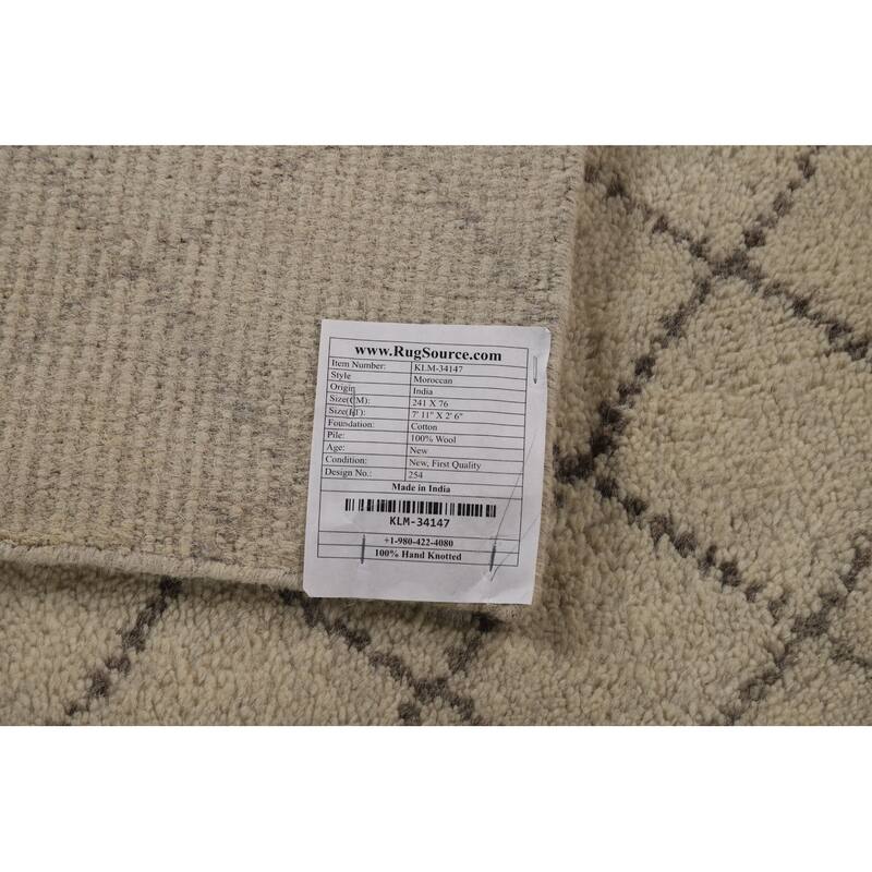 All-Over Trellis Moroccan Oriental Runner Rug Handmade Wool Carpet - 2'6" x 7'11"