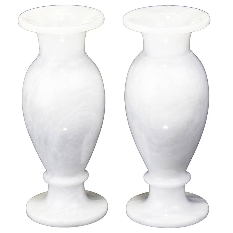 Natural Geo Decorative White 8" Marble Vase (Set of 2)