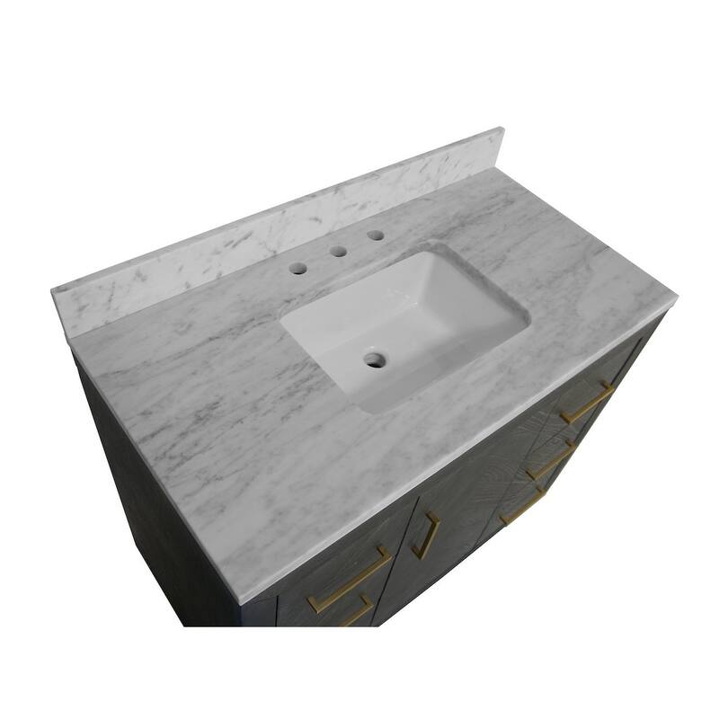 KitchenBathCollection Peyton 42" Bathroom Vanity with Carrara Marble Top