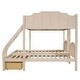 preview thumbnail 12 of 12, Full Over Twin & Twin Bunk Bed, Velvet Triple Bunk Bed with Drawers and Guardrails, Beige