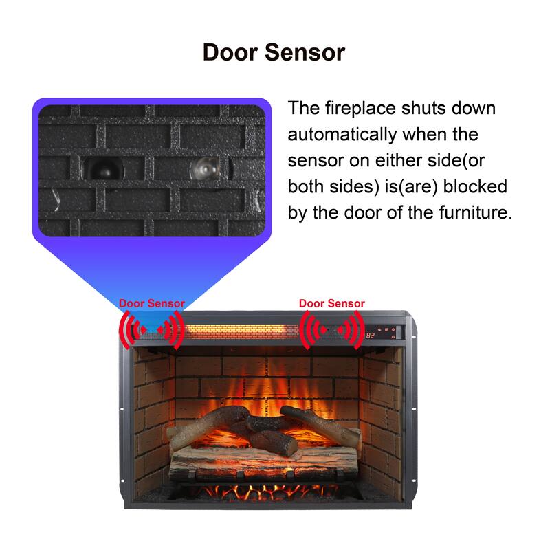 60 Inch Electric Fireplace Entertainment Center with Door Sensor, Storage, and Infrared Remote for TVs up to 70 Inches