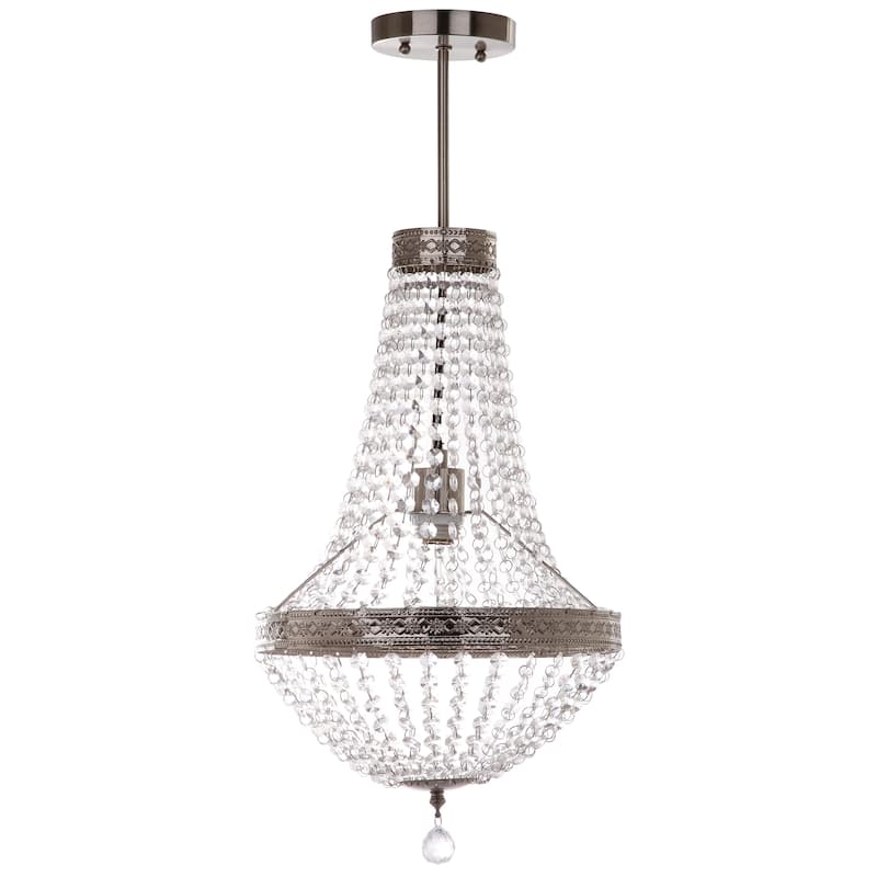 SAFAVIEH Lighting Alethea Grand 1-Light Nickle/ Clear Pendant Lamp - 11.75"x11.75"x26.25" - Nickel/Clear - 12Wx12Dx26H