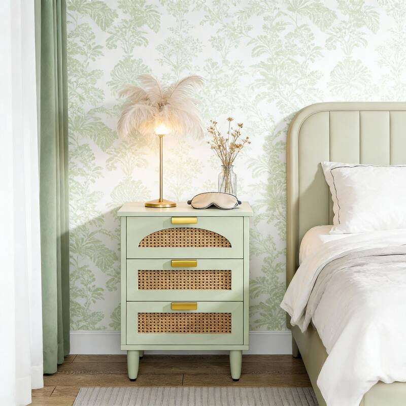 Rattan Side Table,Small Storage Cabinet,Nightstand