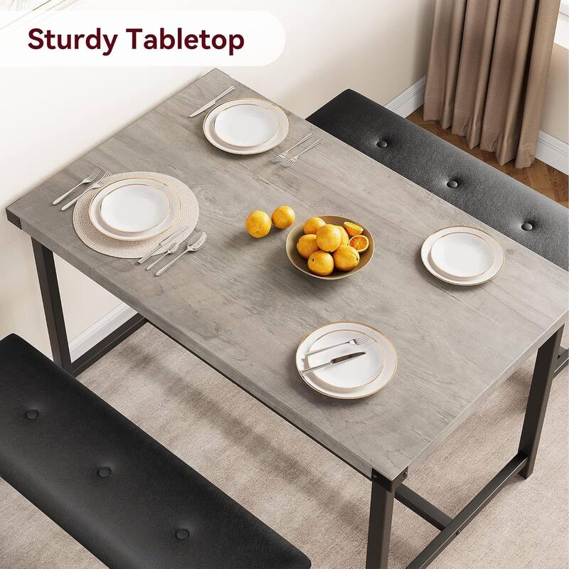 Kitchen Table with Benches, Dining Table Set for 4,Rectangular Dining Table Set for Small Space Apartment Studio