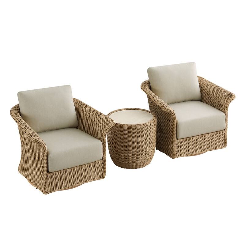Spruce & Spring Patio Fruniture Outdoor Swivel Chair and Side Table