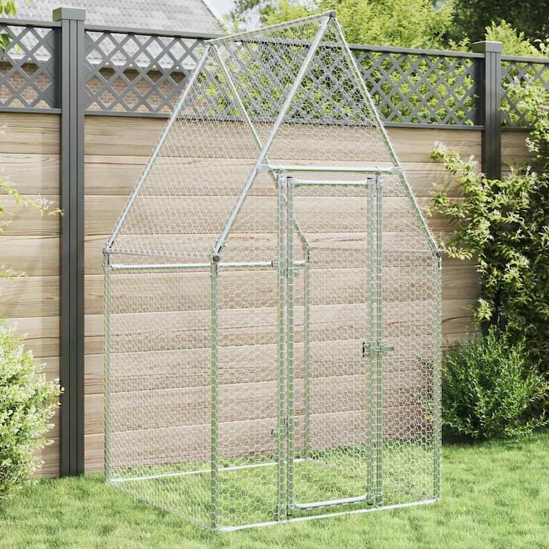 vidaXL Chicken Cage Silver 39.4"/78.7"/157.5"x39.4"x74.8" Galvanized Steel - 39.4" x 39.4" x 74.8"