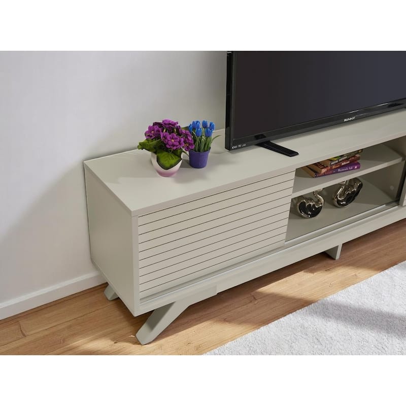 Lucina Modern TV Stand with 2 Sliding Door Cabinet 2 Shelves, Living Room Entertainment Center