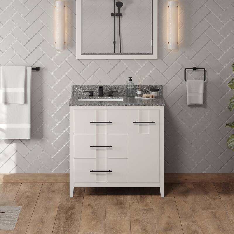 Jeffrey Alexander VKITKAT36R-MARBLE Katara 36" Free Standing Vanity