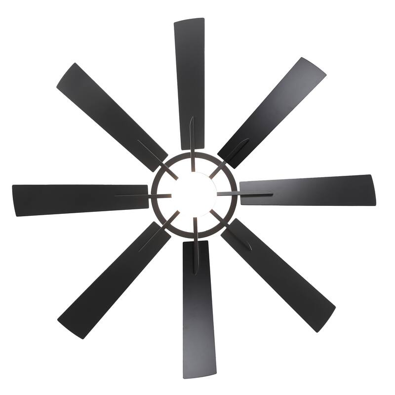 60" Matte Black Large Windmill Farmhouse Integrated LED Ceiling Fan with Light and Remote - 60"Wx12.8"H