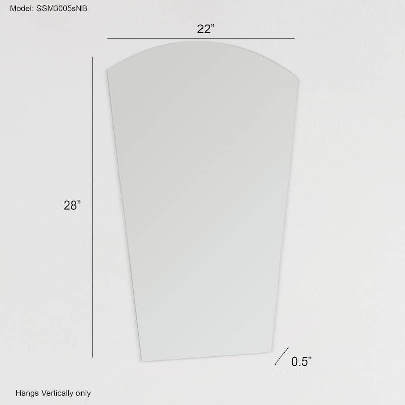 Paris Mini 22 in. W x 28 in. H Arch Polished Frameless Bathroom Vanity Mirror - 22" x 28"