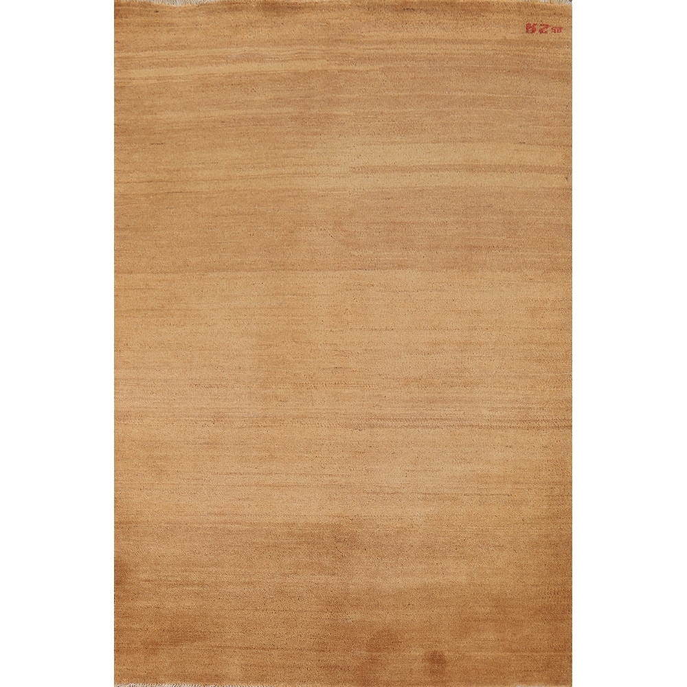 Gold Gabbeh Oriental Rug Handmade Wool Carpet - 3'10"x 5'9"