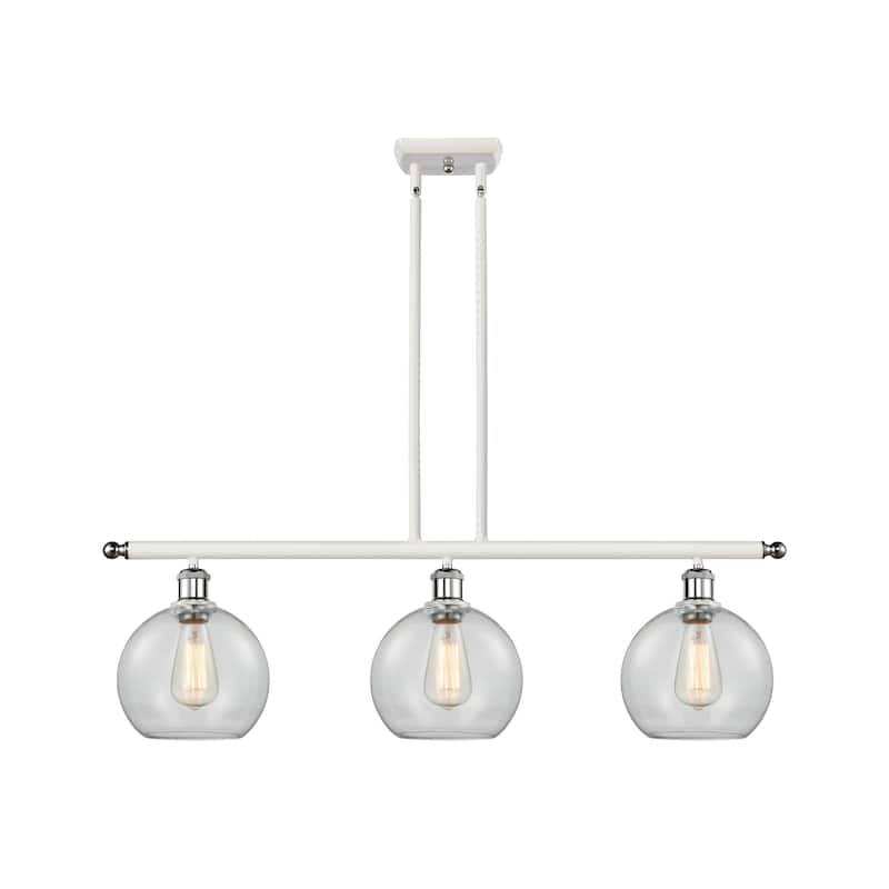 Innovations Lighting Athens 3 Light 36" Island Light - 8" Shade - Clear/White and Polished Chrome