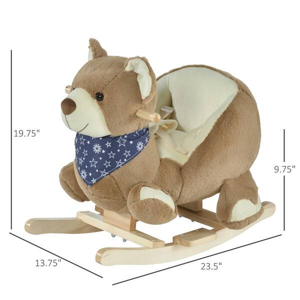 dimension image slide 0 of 2, Plush Frog Rocking Horse with Lullaby, Sturdy Wooden Base, and Safety Features, Ages 18 Months+