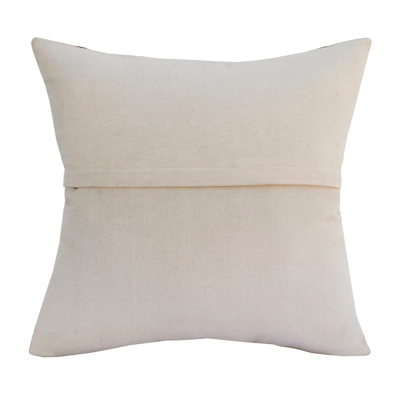 Sevita Ivory/Brown Striped Faux Leather Square Throw Pillow