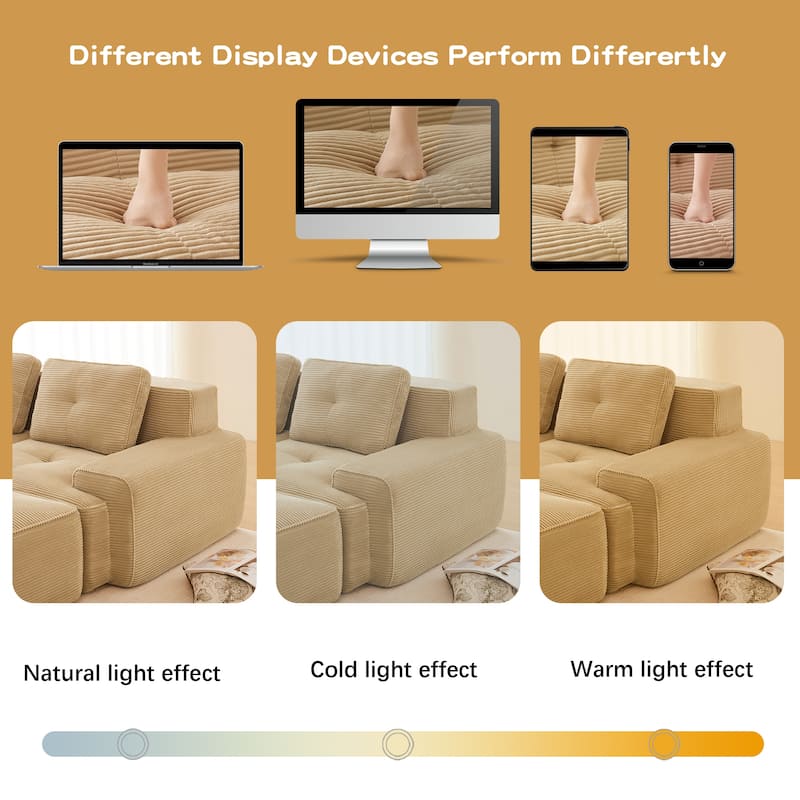 Modern U-Shaped Corduroy Sectional Sofa Couch with Removable Ottoman