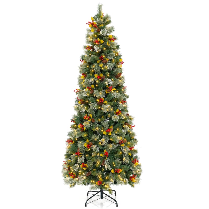 Gymax 5/7.5/9 FT Artificial Xmas Tree w/ 1416 Branch Tips 560 Warm - 7.5 Foot