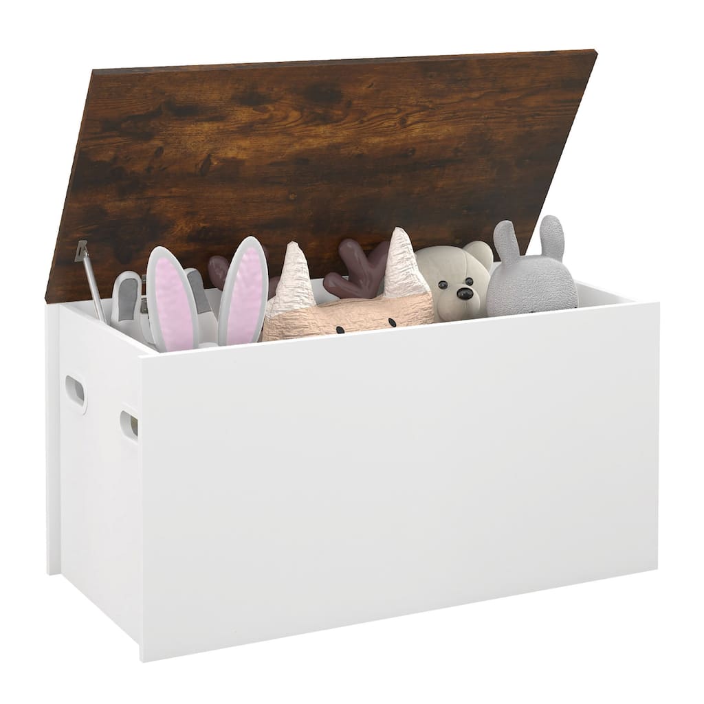 Gymax Flip-top Storage Chest Lift Top Storage Bench Wooden Deck Box - See details