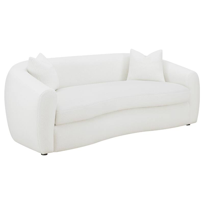 Viola 2pc Living Room Sofa Set, White Boucle and Faux Sheepskin