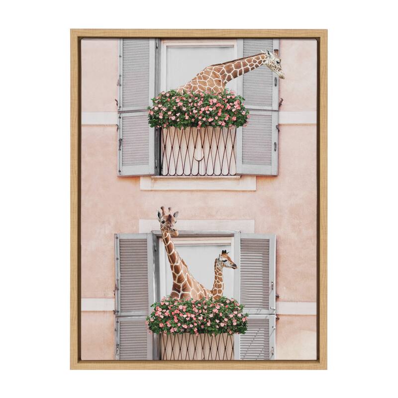 Kate and Laurel Sylvie Giraffe Neighbors Canvas by July Art Prints