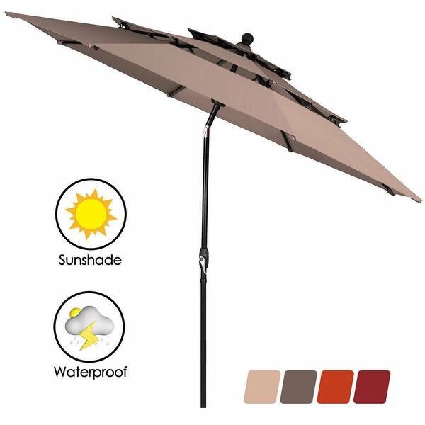 Shop Black Friday Deals On 10 3 Tier Double Vented Patio Umbrella Base Not Included Overstock 30751191
