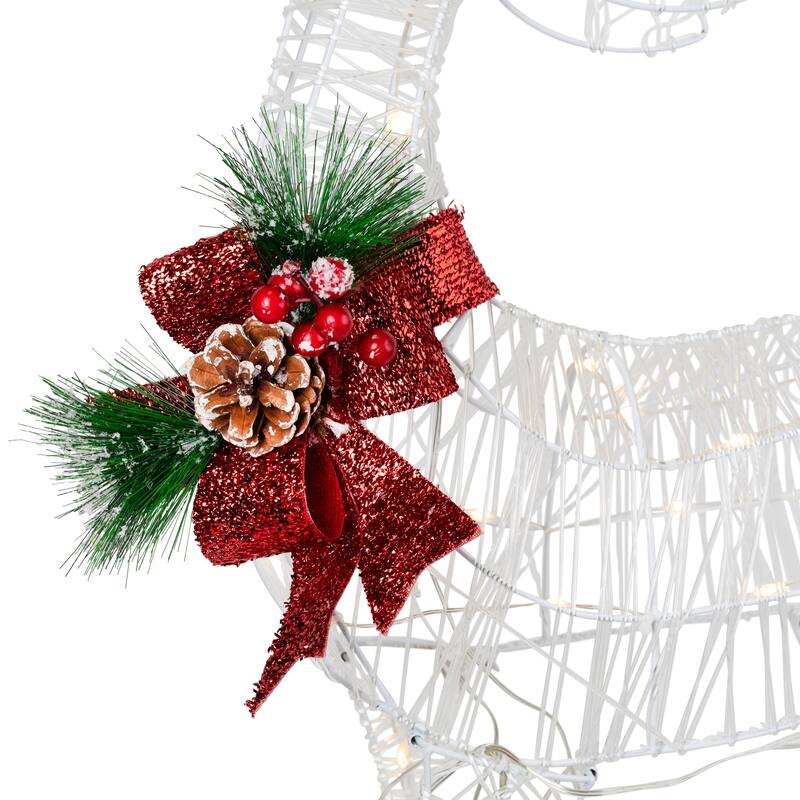35" LED Lighted Reindeer with Bow Outdoor Christmas Decoration - White