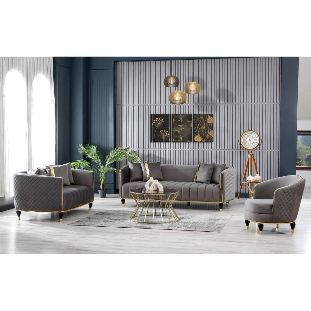 Tayland 3 Pieces Modern Living Room Sets 1 Sofa 1 Loveseat 1 Chair