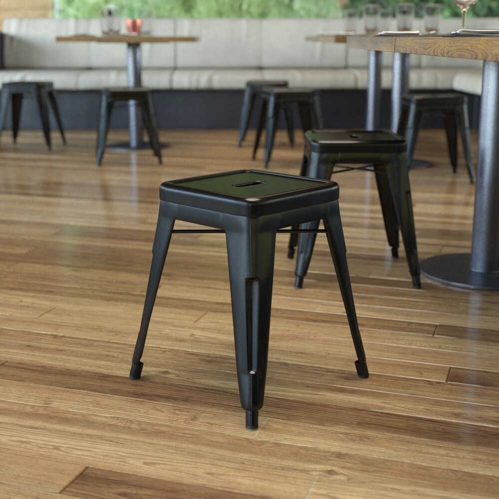 18 Inch Table Height Indoor Stackable Metal Dining Stool Set of 4