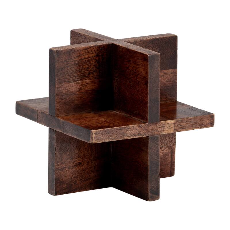 Sagebrook Home Neutral Cross Wooden Orb Decorative Object