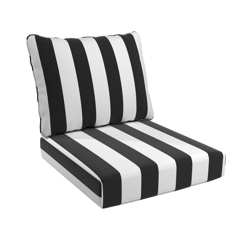 California Umbrella Outdoor Deep Seat Cushion Set, 24" x 48", Sunbrella Fabric, Densified Fiber Fill - Cabana Classic