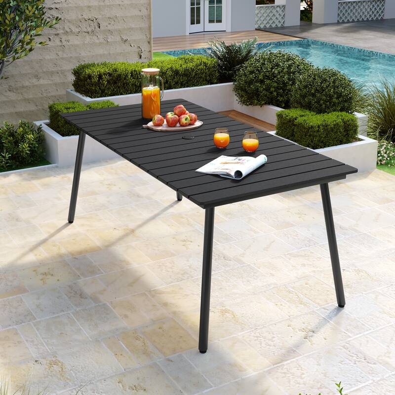 Pellebant Outdoor Aluminum Rectangular Dining Table