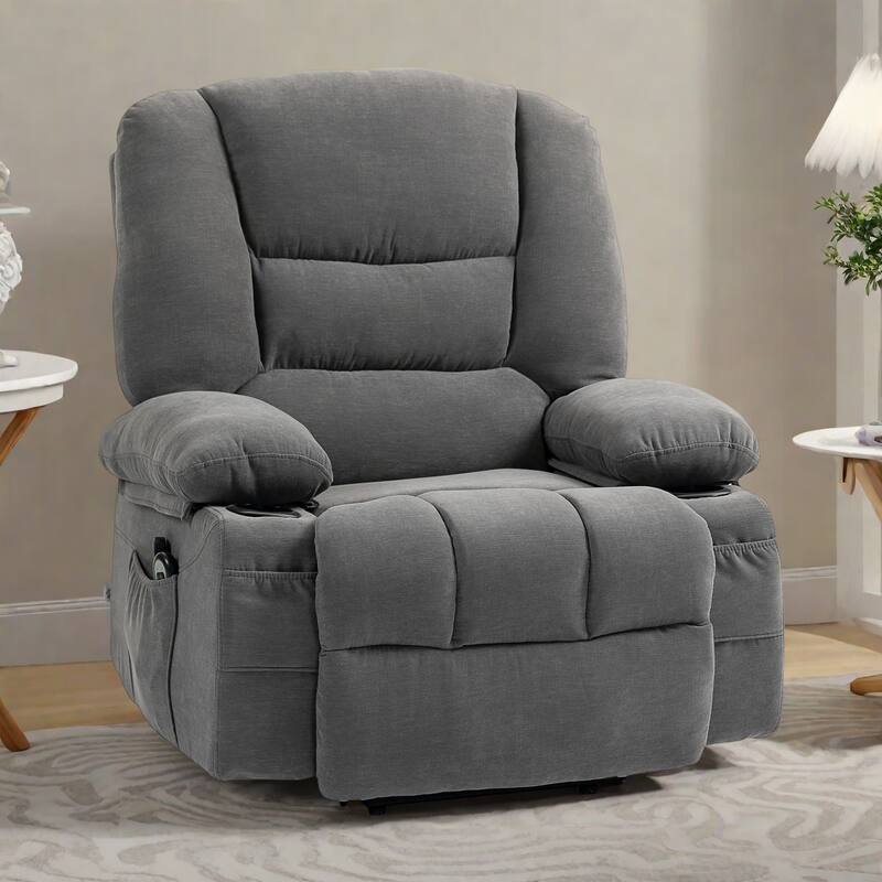 Power Lift Recliner Chair with Massage, Lumbar Heat, Cup Holders, and Adjustable 135° Recline