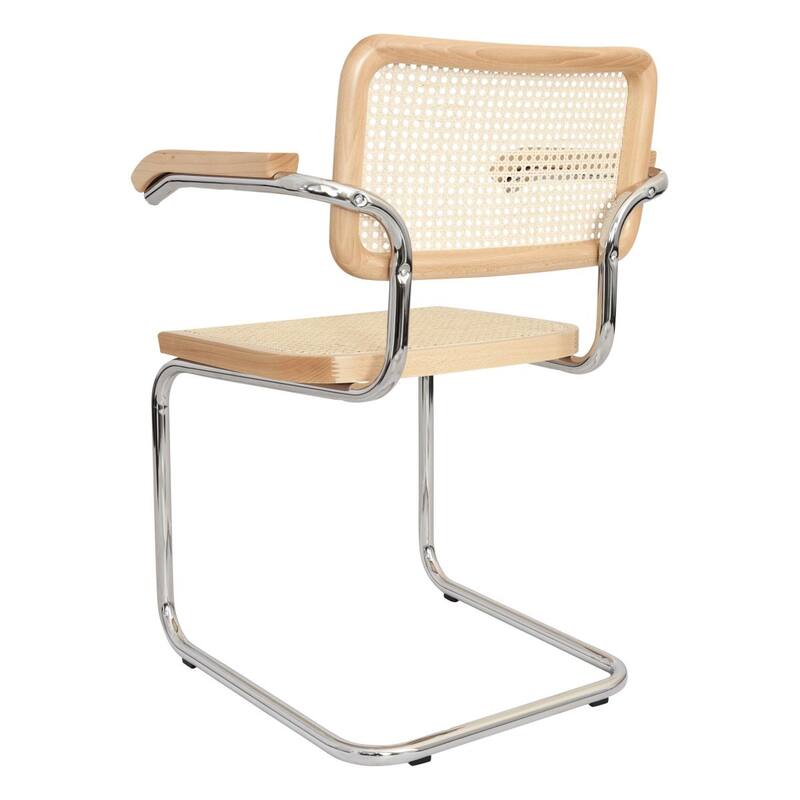 Breuer Chair Company Marcel Breuer Cesca Cane Cantilever Armchair Arm Chair w/ Chrome Steel Frame (Various Wood & Cane Colors)