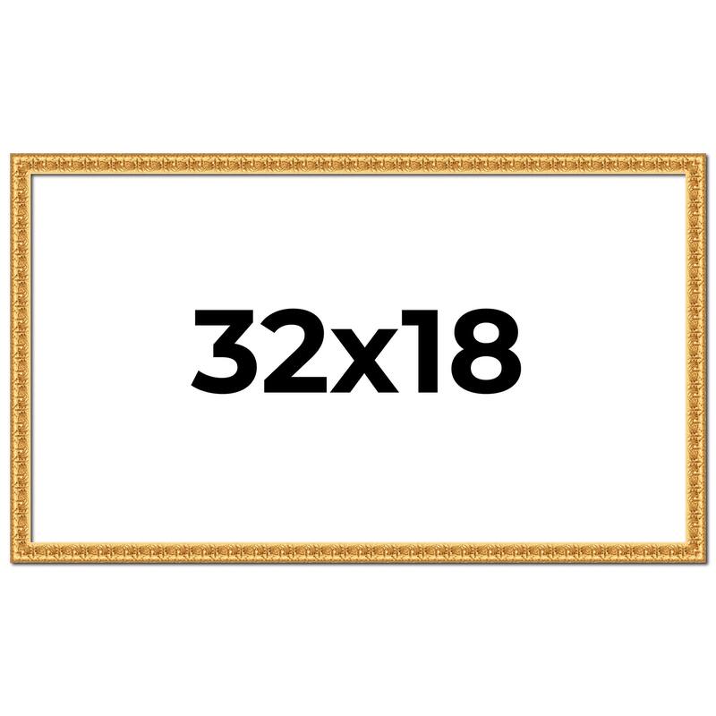 32x18 Frame Gold Real Wood Picture Frame Width 1 inches | Interior