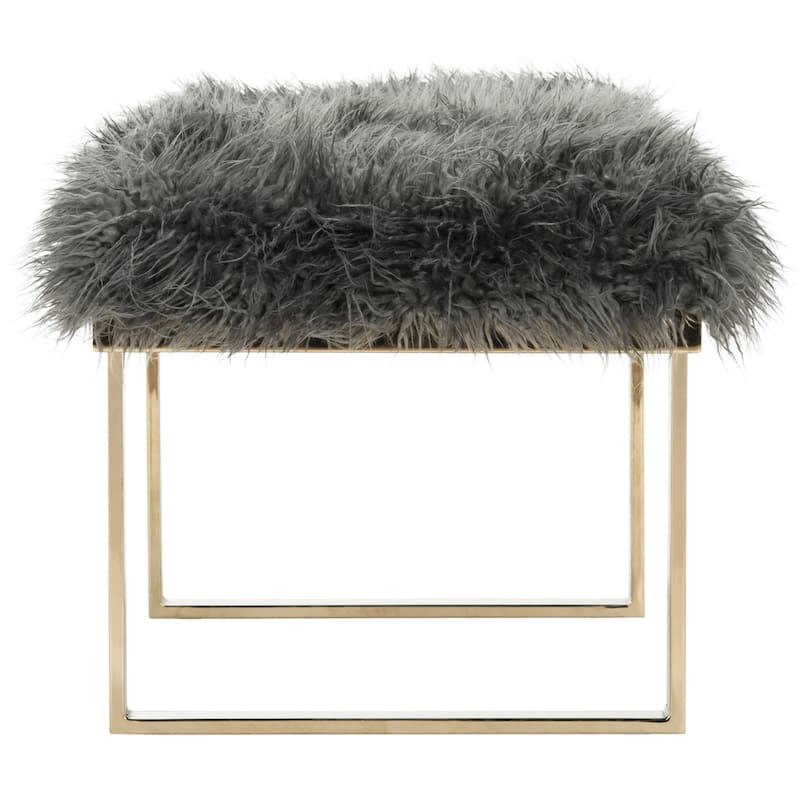 SAFAVIEH Cassandra Grey Faux Sheepskin Bench - 38Wx18Dx17H