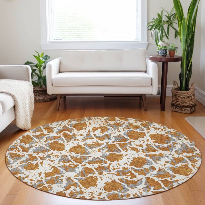 Machine Washable Indoor/ Outdoor Abstract Modern Chantille Rug