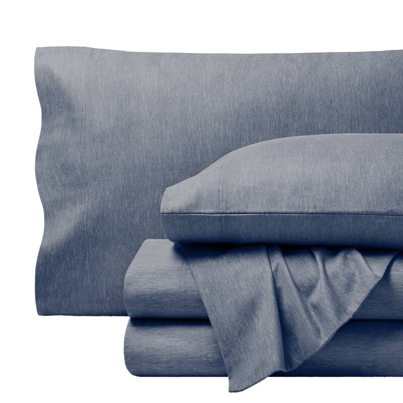 Bare Home Cotton Flannel Sheet Set - Velvety Soft Heavyweight - King - Heather Indigo