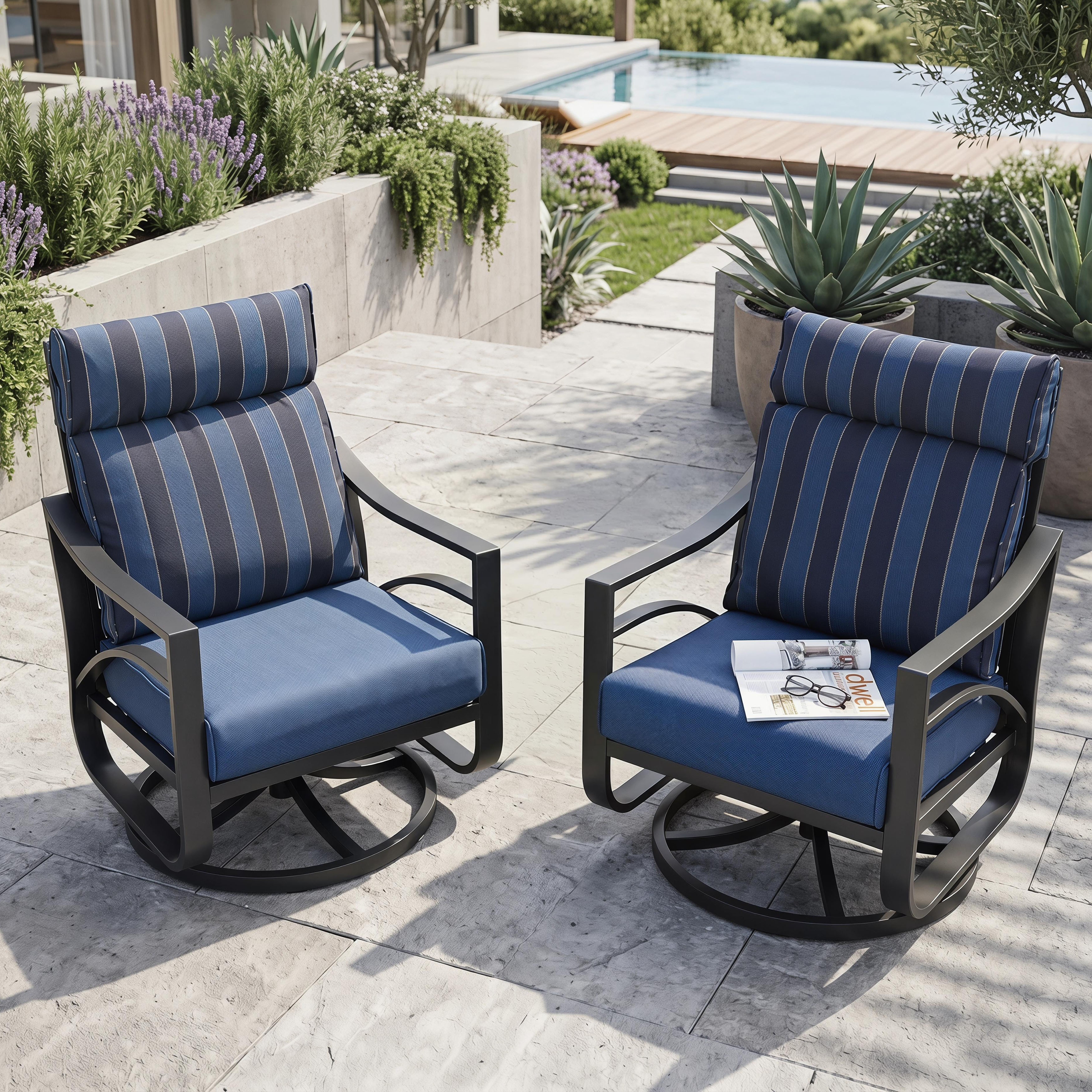 Nuu Garden Patio 2-Piece Swivel Rocking Sofa Chairs with Thick Cushions