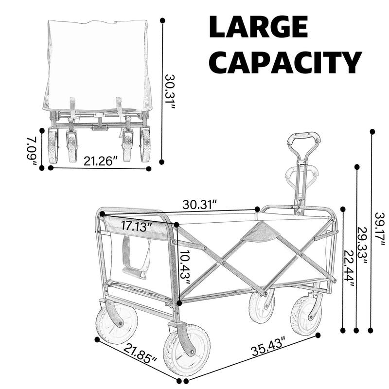 3.1 cu ft. Wagon Cart Foldable with Drink Holders