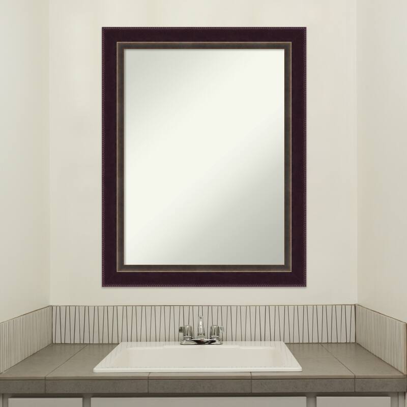 Non-Beveled Wood Bathroom Wall Mirror - Signore Bronze Frame - 22 x 28 in - Signore Bronze