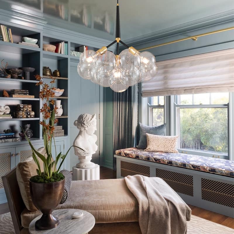 3-Light Modern Glam Cluster Clear Glass Globe Bubble Chandelier with Bulbs Included - 19.7 in. W x 22 in. H