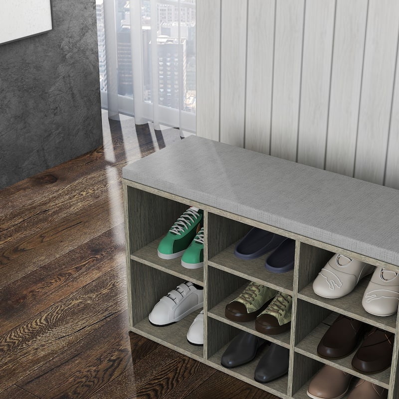 Multi-Functional Storage Bench with Cushioned Seat - 3-Tier Shoe Rack, Drawer & Open Compartments, Perfect for Entryway, Hallway