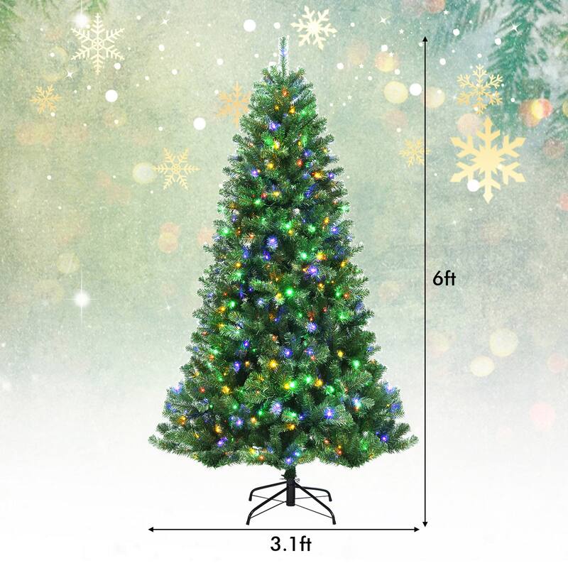 Gymax 6/7/8 FT Pre-lit Artificial Christmas Tree Hinged Xmas Tree w/ 9 - See Details