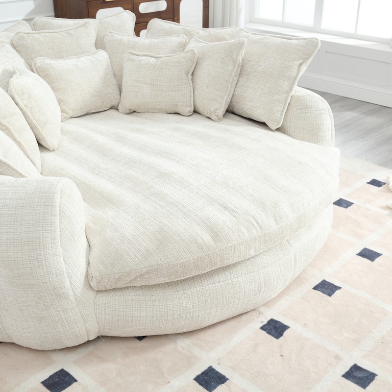 Comfortable Oversized Double Loaf High Back Round Sofa Bed with Armrests