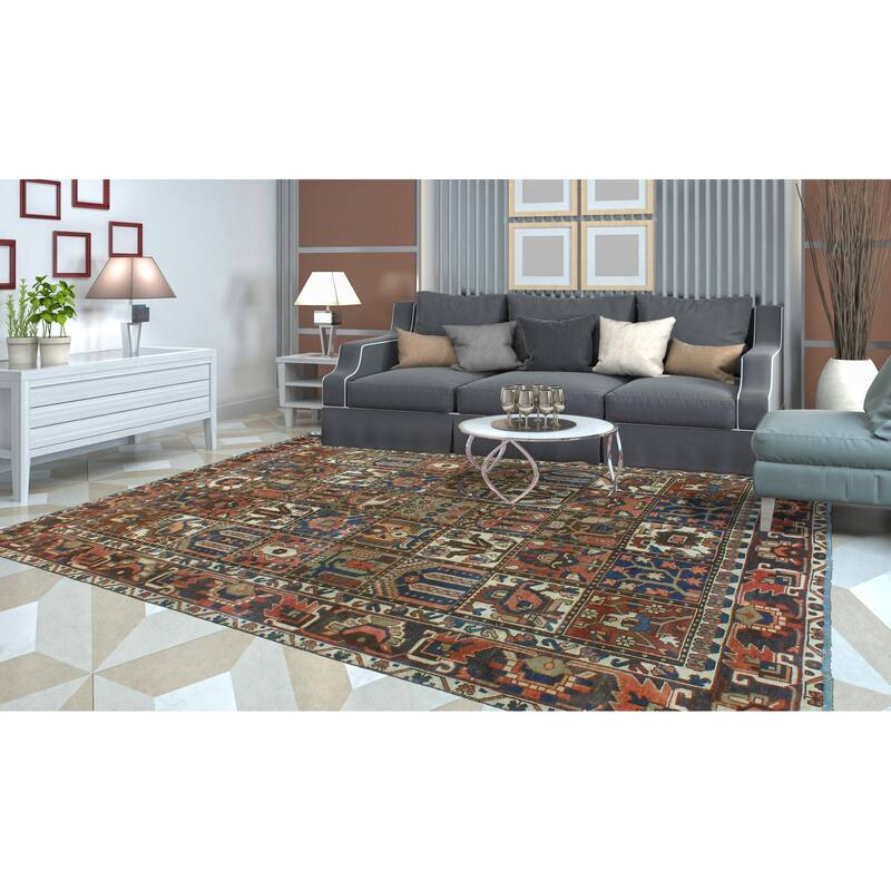 Vintage Distressed Roman Rust/Navy Rug - 6'6" x 9'10"